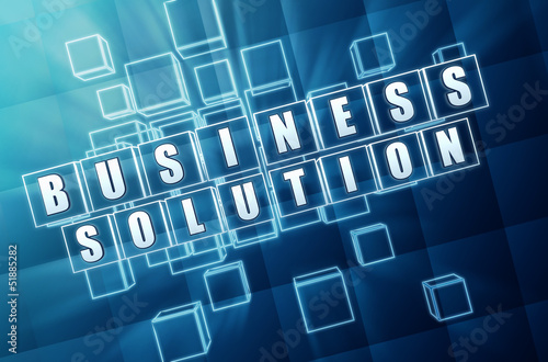 Photo: business solution in blue glass cubes business solution in blue glass cubes