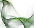 Abstract green smoke waves on white background