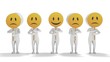 3d white cartoon men with emoticon symbols