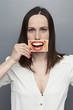 Photo: woman covering image with big smile woman covering image with big smile