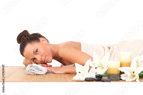 Photo: beautiful young woman in a spa beautiful young woman in a spa
