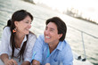 Happy couple sailing