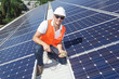 Photo: Solar panels with technician Solar panels with technician