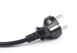 Photo: Black electrical plug and electrical cord isolated on white Black electrical plug and electrical cord isolated on white