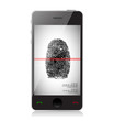Illustration: Mobile phone scanning a finger print Mobile phone scanning a finger print