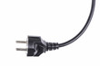 Black electrical plug and electrical cord isolated on white