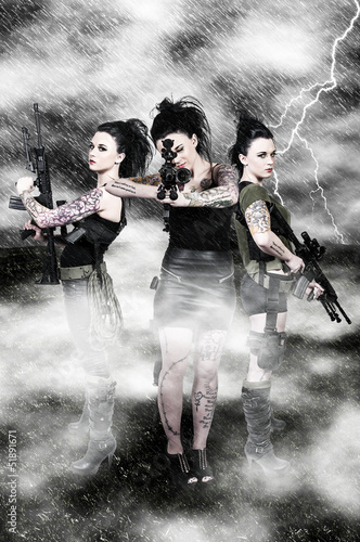Photo: Women with Assault Rifles Women with Assault Rifles
