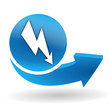 électricité sur bouton web bleu