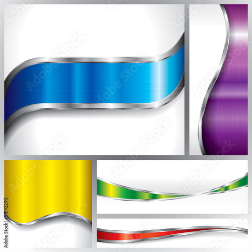 Vector: Collection of metallic banners background. Collection of metallic banners background.