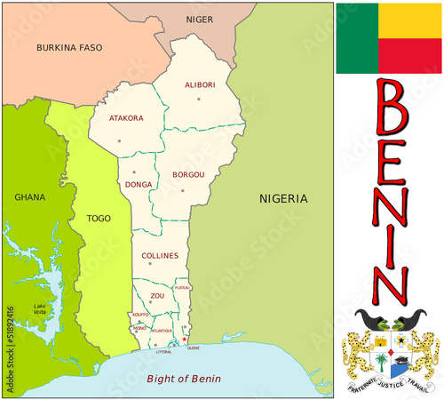 Vector: Benin Africa Europe emblem map symbol administrative divisions Benin Africa Europe emblem map symbol administrative divisions
