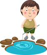 illustration of isolated boy fishing .vector