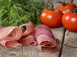 Ham with tomatoes and herb