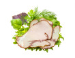 Sausages with salad and basil