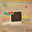 Scrap template of vintage worn design with photo frame