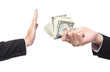 Business man refusing money offered