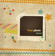 Vektor: Scrap template of vintage worn design with photo frame Scrap template of vintage worn design with photo frame