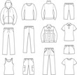 Vector illustration of women's casual clothes. Sport style