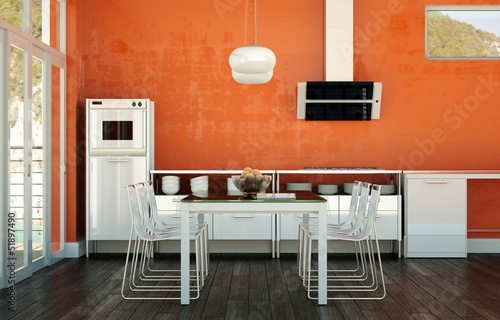 Illustration: Wohnküche orange Wohnküche orange