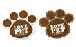 Paw print stickers with text love pet and stars