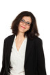 nice woman with black jacket, portrait in studio