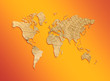 Photo: world map from texture of a tree on an orange background world map from texture of a tree on an orange background