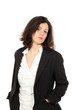 nice woman with black jacket, portrait in studio