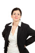 Photo: nice woman with black jacket, portrait in studio nice woman with black jacket, portrait in studio