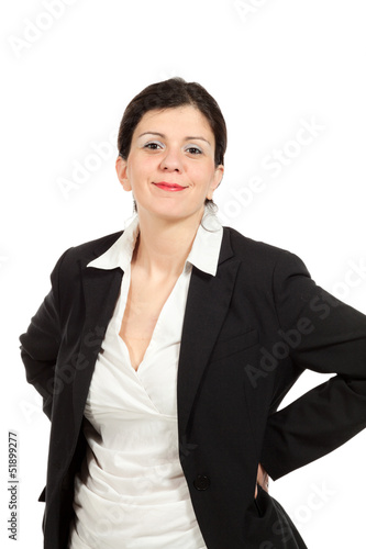 Photo: nice woman with black jacket, portrait in studio nice woman with black jacket, portrait in studio