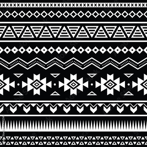 Vector: Aztec seamless pattern, tribal black and white background Aztec seamless pattern, tribal black and white background