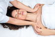 woman having cyropractick neck adjustment