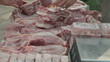 Video: Selling pork meat at street market Selling pork meat at street market