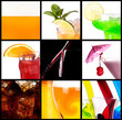 collage with alcohol cocktails