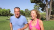 Video: Senior Couple Jogging In Park Senior Couple Jogging In Park