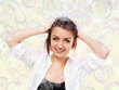 Foto: pretty lady and flying soap bubbles pretty lady and flying soap bubbles