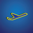 Vector graphic- airliner or plane icon or symbol in yellow & blu