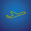 Vector graphic of airliner or plane icon or symbol made of dots