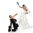 Photo: bride in a white wedding dress fightswith her fiance bride in a white wedding dress fightswith her fiance