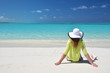 Girl on the beach of Exuma, Bahamas