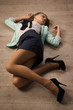 Crime scene simulation. Victim lying on the floor