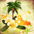 Grunge tropical background with guitar