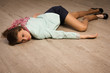 Crime scene simulation. Victim lying on the floor