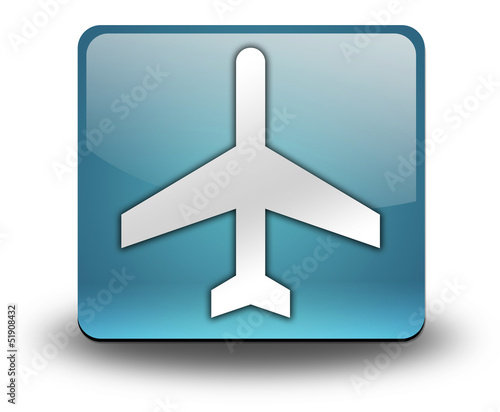 Illustration: Light Blue 3D Effect Icon "Airport / Airplane" Light Blue 3D Effect Icon "Airport / Airplane"