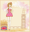 Beautiful woman in London card