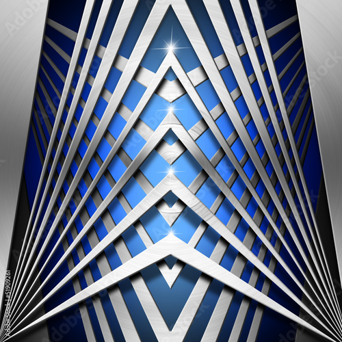 Illustration: Blue and Metal Geometric Background Blue and Metal Geometric Background