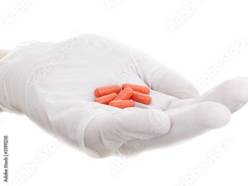 Photo: it is a lot of tablets in a hand it is a lot of tablets in a hand