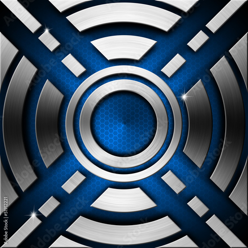Illustration: Blue and Metal Geometric Background Blue and Metal Geometric Background