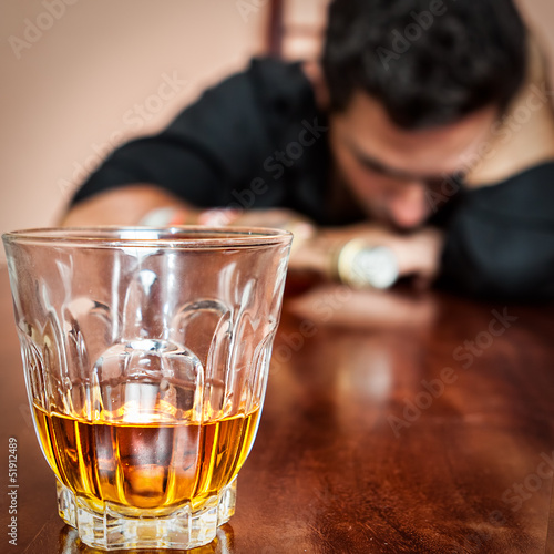 Photo: Drunk asleep man addicted to alcohol Drunk asleep man addicted to alcohol