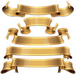 Realistic Gold Glossy vector ribbons with a stripe