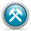 mining blue circle web glossy icon