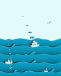 Ocean or Sea Background with Ships